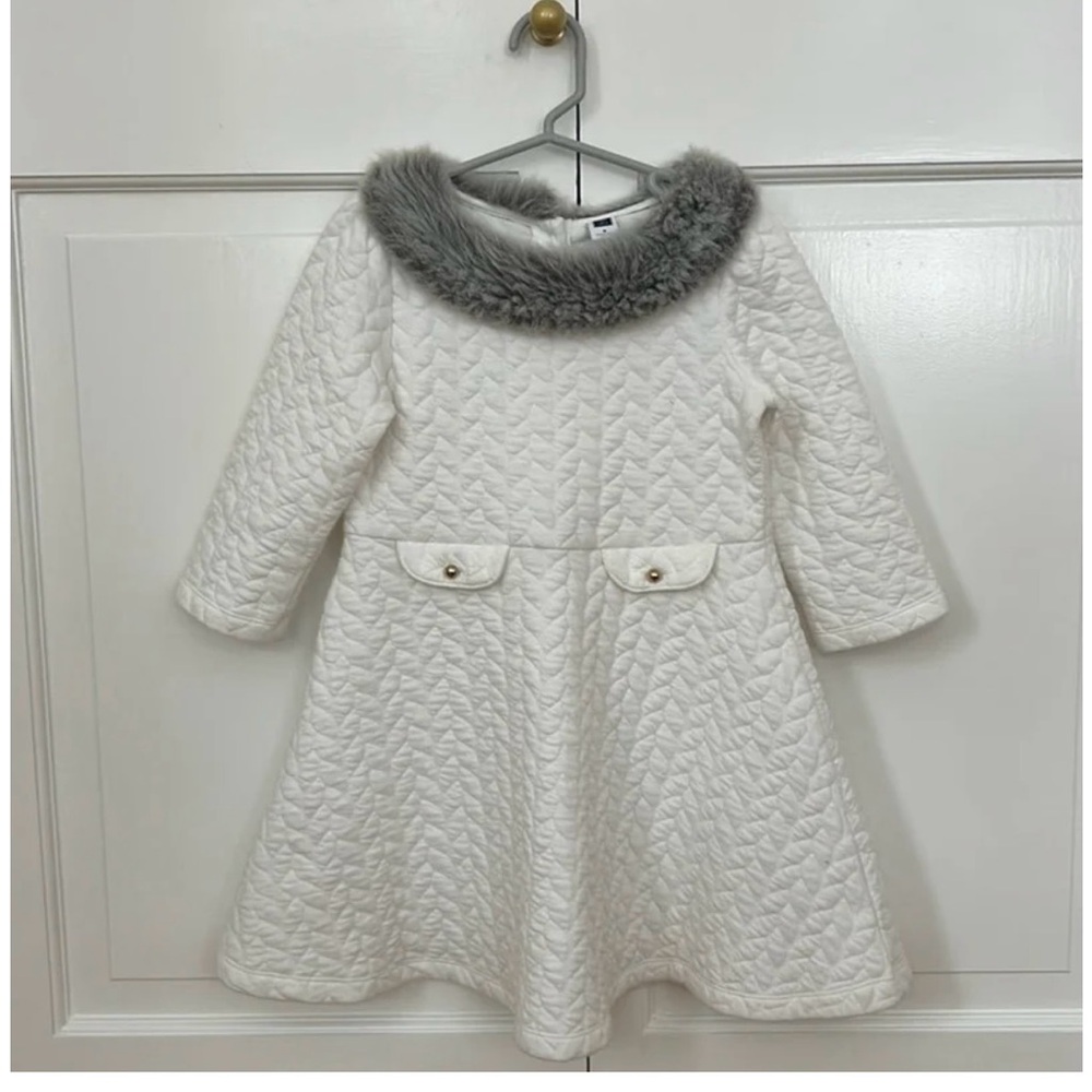 Janie and Jack White Quilted Holiday Dresses (6-12 months & 5) **TWO DRESSES**